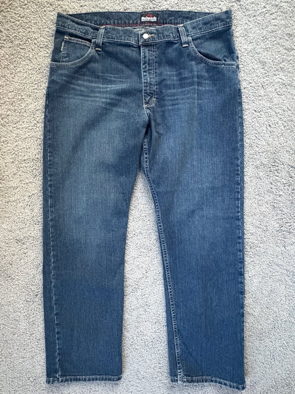 Bulwark FR Men's Straight Fit Stretch Jeans 40x30 CAT 2 NFPA 2112 Denim PSJ4SD2